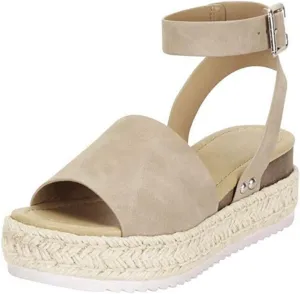 Gibobby Womens Sandals Sandals for Women with Heels Lady Summer Flat Waterproof Platform Woven Thick-Bottom Sandal