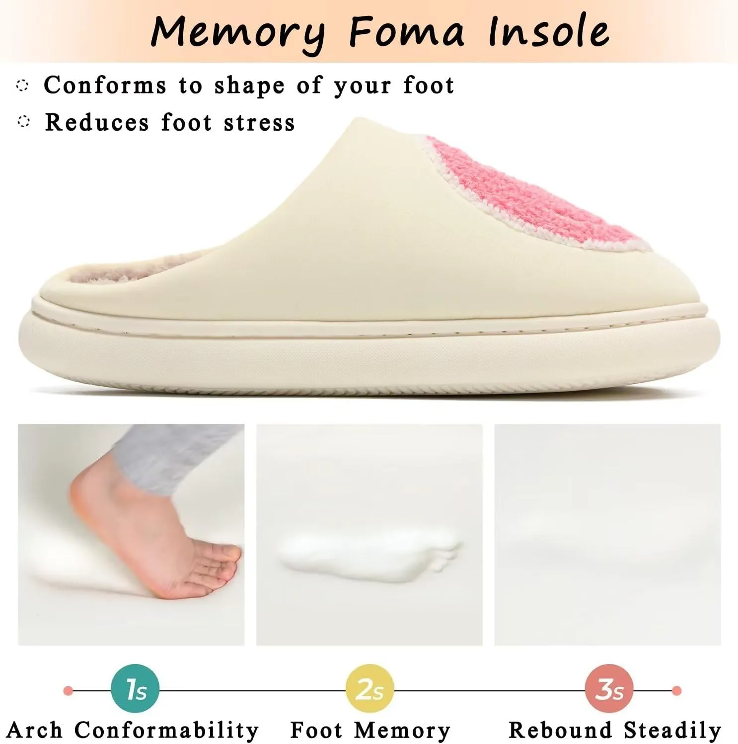 Giom 【New】 Soft Pu Leather Smiling Face Slippers for Women and Men, Retro Happy Face Slippers Big Size, Cozy Warm House Slippers, Slip-On Family Bedroom Slides, Winter Indoor Outdoor Slippers