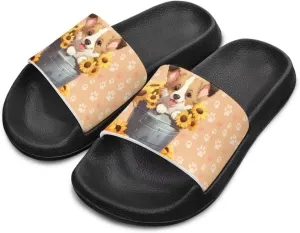Girls Beach Slippers Open Toe Non Slip Summer Sandals Quick Drying Flat Sandals Soft Sole Bathroom Shoes