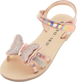 Girls Sandals Open Toe Flat Sandals for Girls Shiny Princess Sandals Wedding Party Shoes