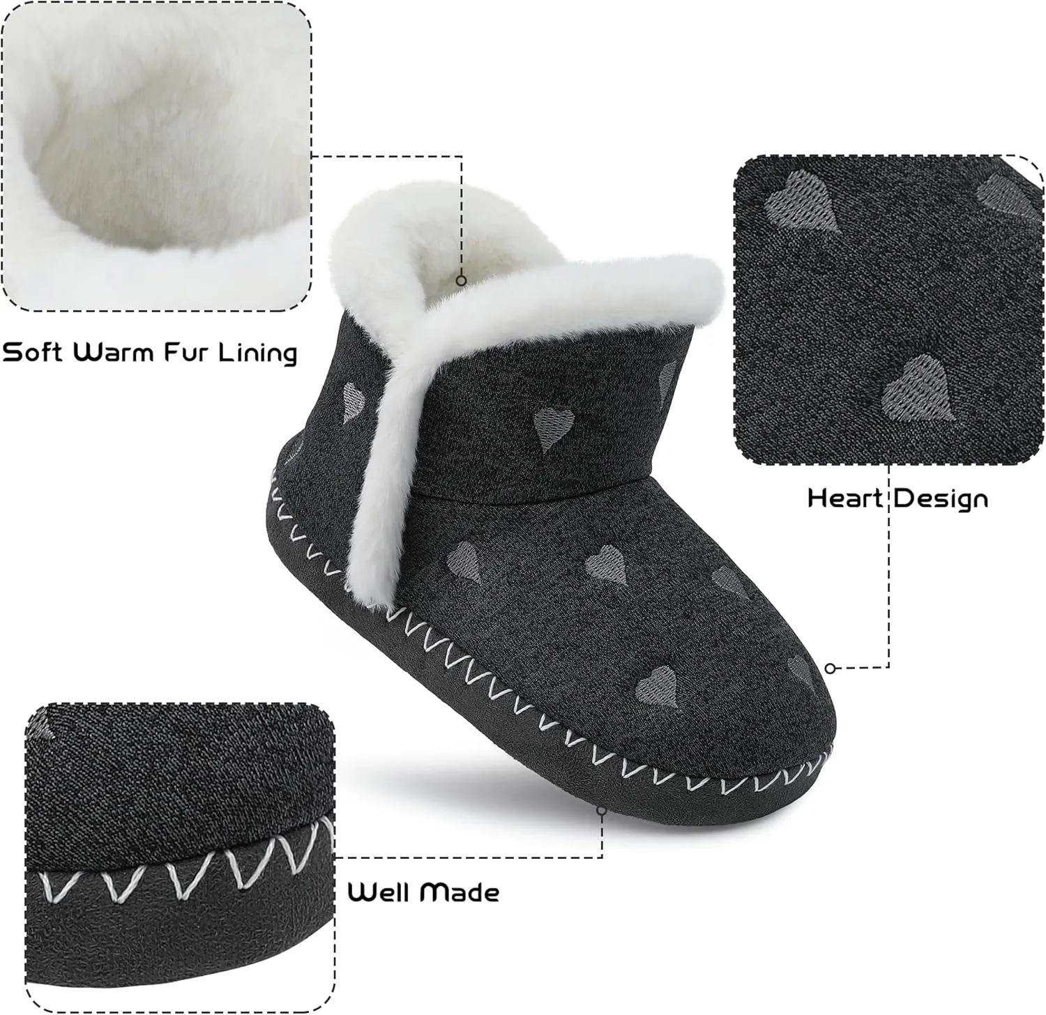 Girls Warm Winter Lightweight Boots slippers Comfy Durable Princess Ankle Boots for Big Kid