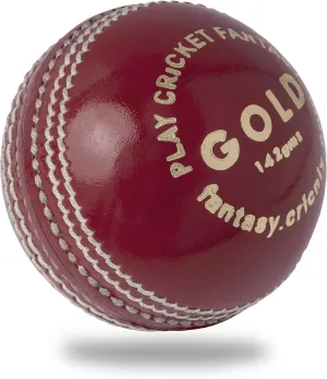 Gold Cricket Ball - 5oz Leather Ball for Cricket Net | Red Ball for Junior Sport Game