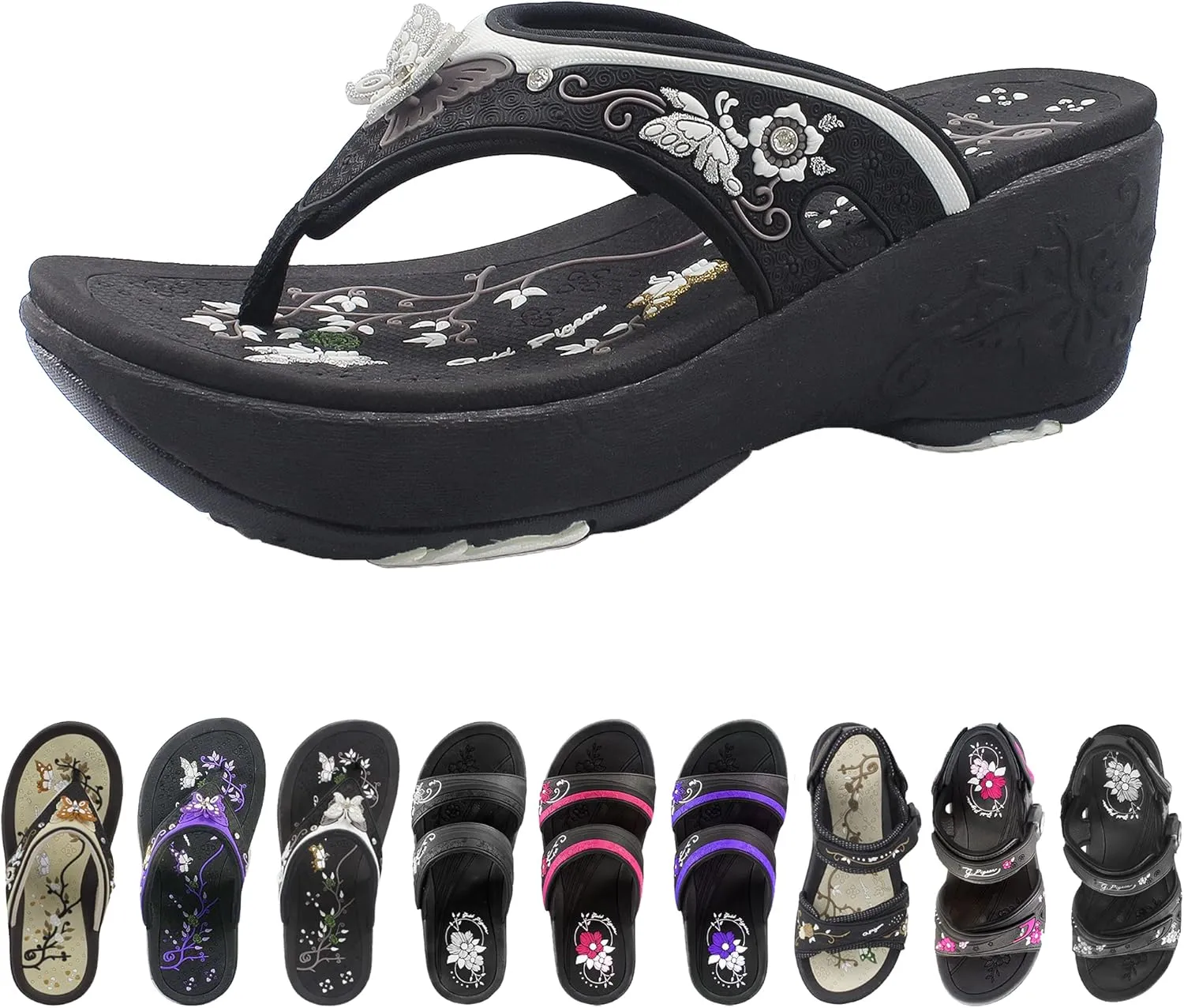 Gold Pigeon Shoes Comfortable Wedge Sandals, Women's Platform Sandals Casual Summer Beach, Heeled Wedges 2.75"