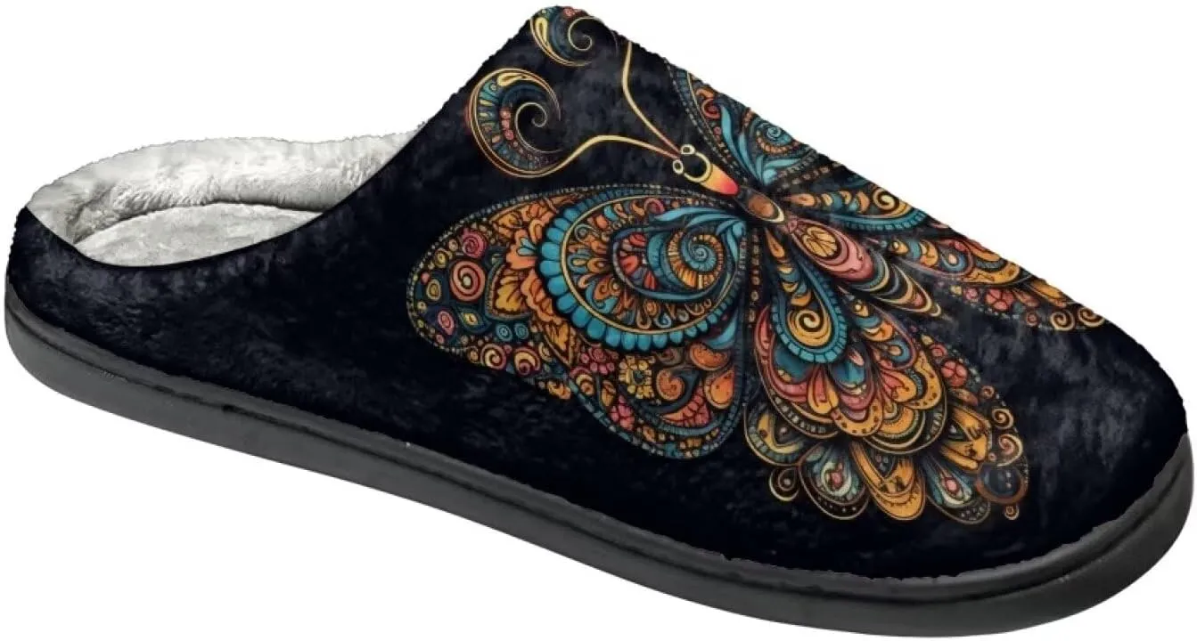 Gothic Skull Unisex Adults Comfortable Spa House Slippers Tiger Comfort Fuzzy Shoes Winter Indoor Slipper