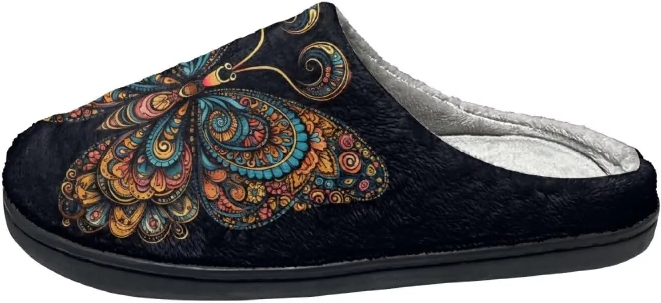 Gothic Skull Unisex Adults Comfortable Spa House Slippers Tiger Comfort Fuzzy Shoes Winter Indoor Slipper