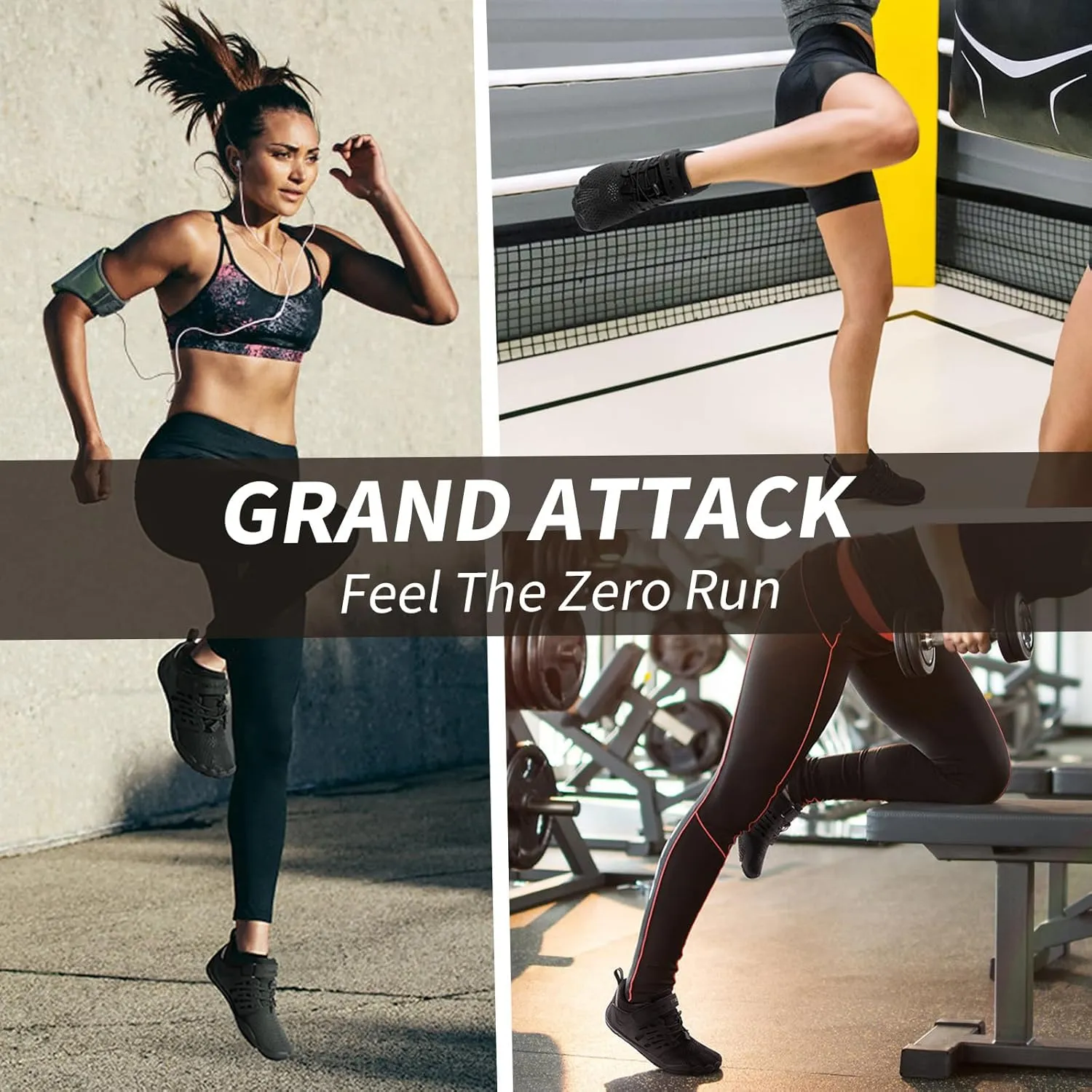 Grand Attack Barefoot Shoes Women Minimalist Zero Drop Lightweight Cross-Trainer for Wrestling Boxing Weightlifting Walking Shoes