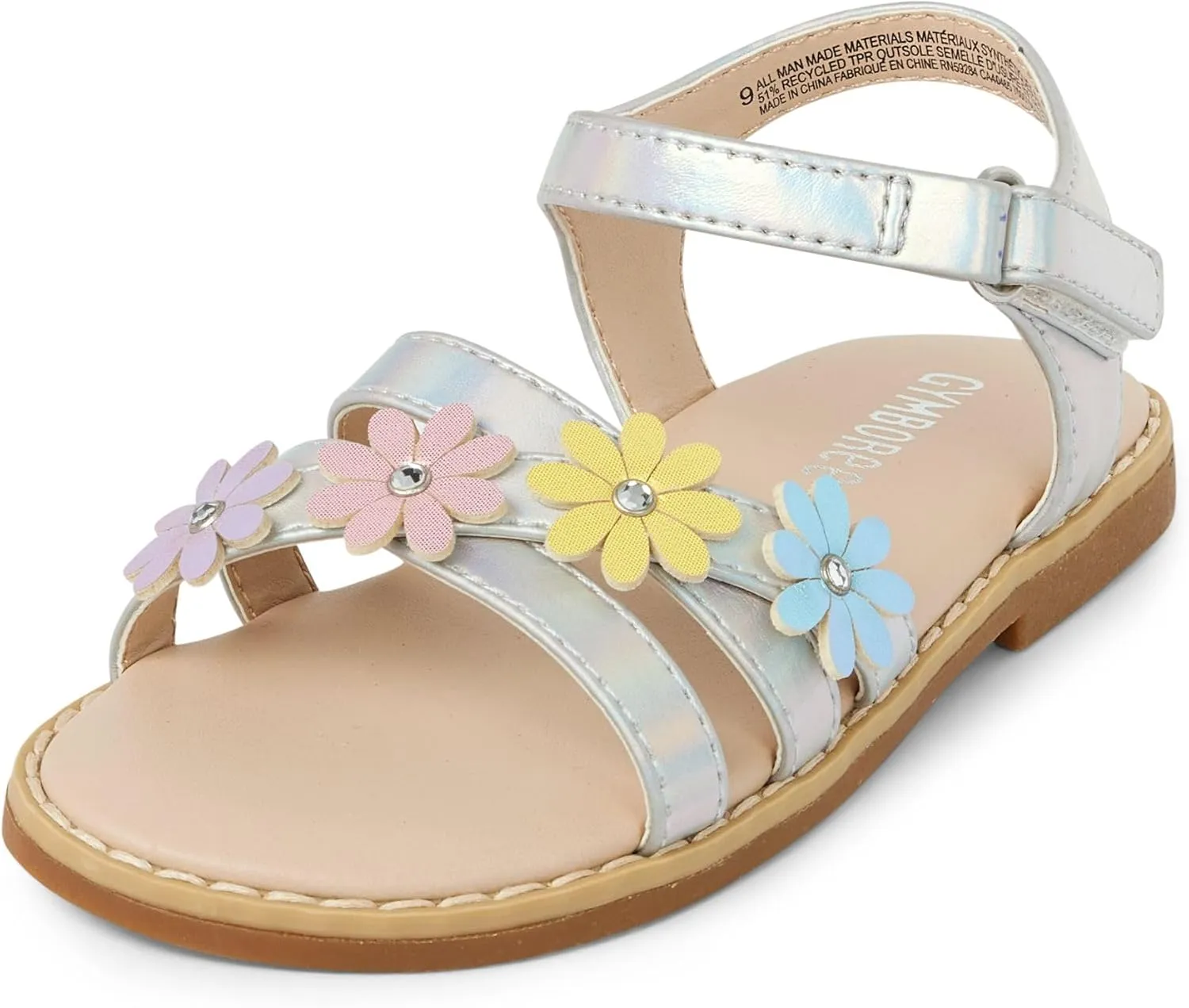 Gymboree Girl's Toddler Flat Sandal with Adjustable Ankle Strap