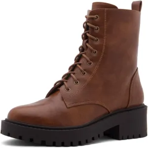 Herstyle Florence2 Women's Combat Booties Mid-Calf Boots Ankle Lace up Military Shoes
