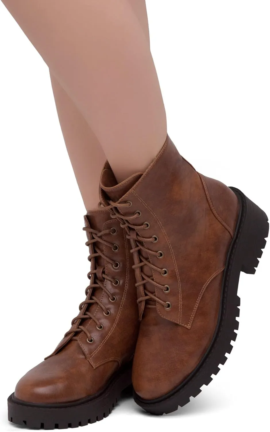 Herstyle Florence2 Women's Combat Booties Mid-Calf Boots Ankle Lace up Military Shoes