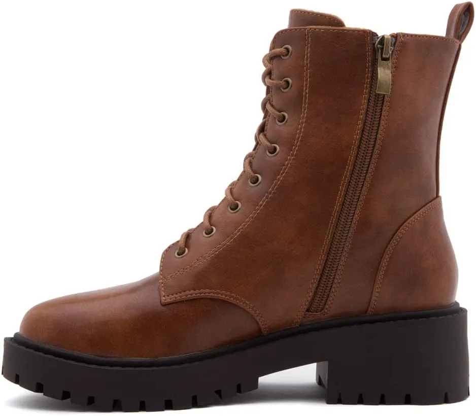 Herstyle Florence2 Women's Combat Booties Mid-Calf Boots Ankle Lace up Military Shoes