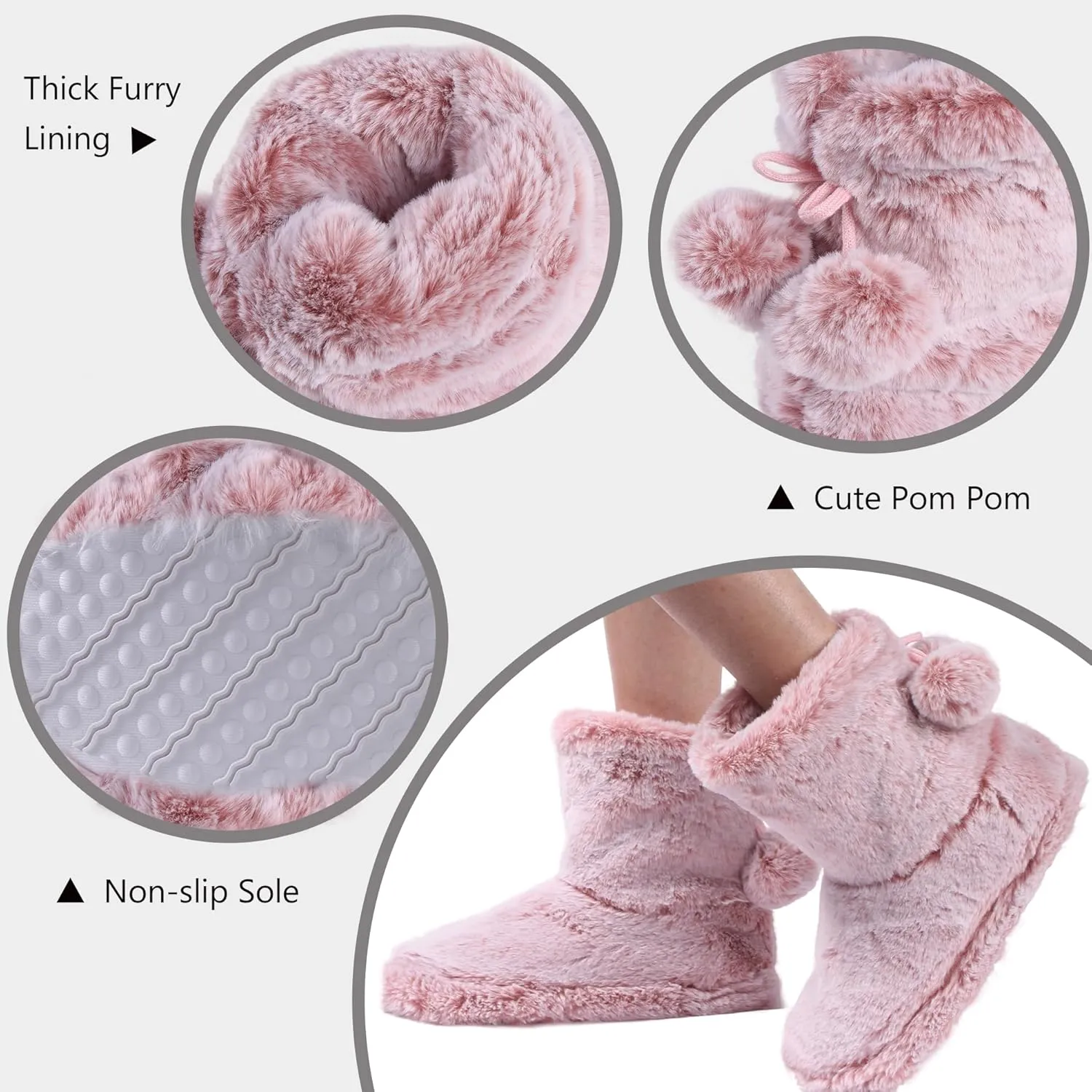 Home Slipper Women's Soft Fleece Plush Warm Indoor House Slipper Boots Shoes