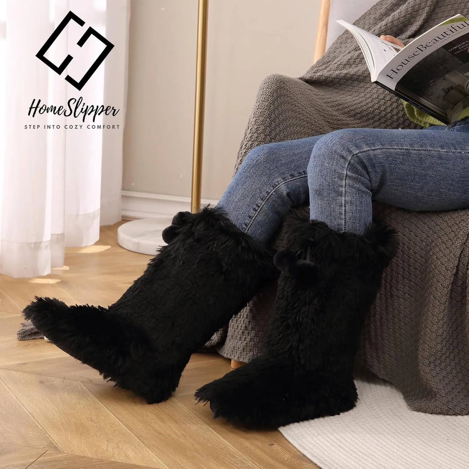 Home Slipper Women's Soft Fleece Plush Warm Indoor House Slipper Boots Shoes