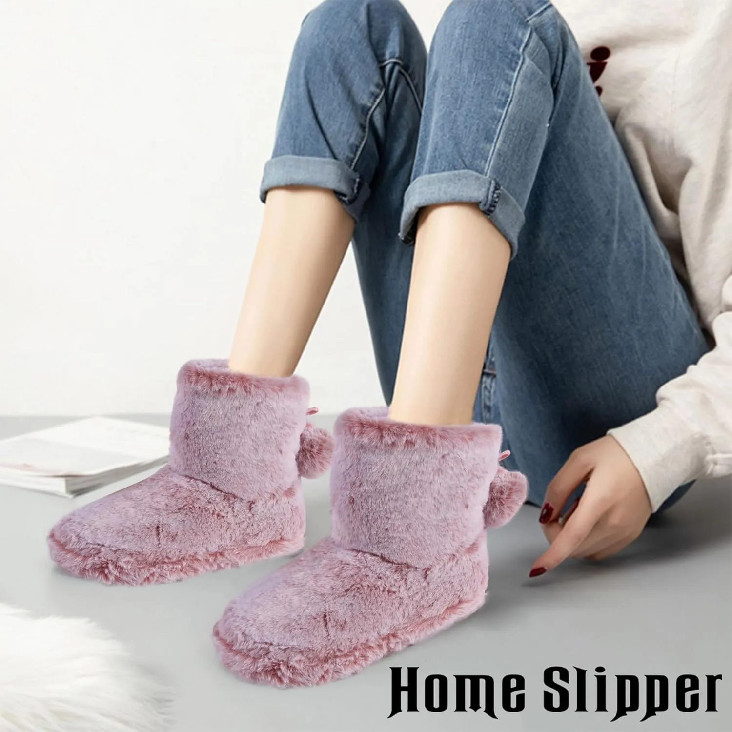 Home Slipper Women's Soft Fleece Plush Warm Indoor House Slipper Boots Shoes