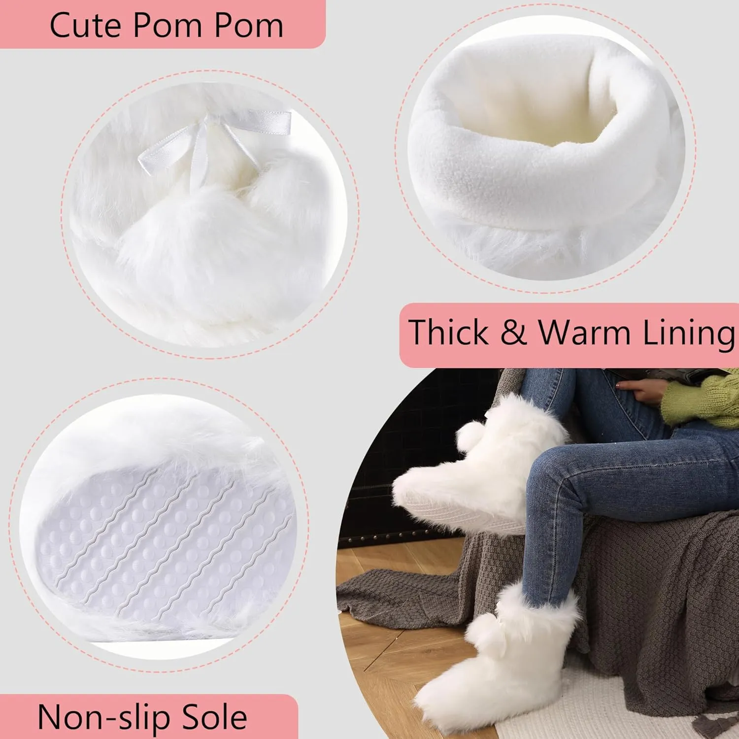 Home Slipper Women's Soft Fleece Plush Warm Indoor House Slipper Boots Shoes
