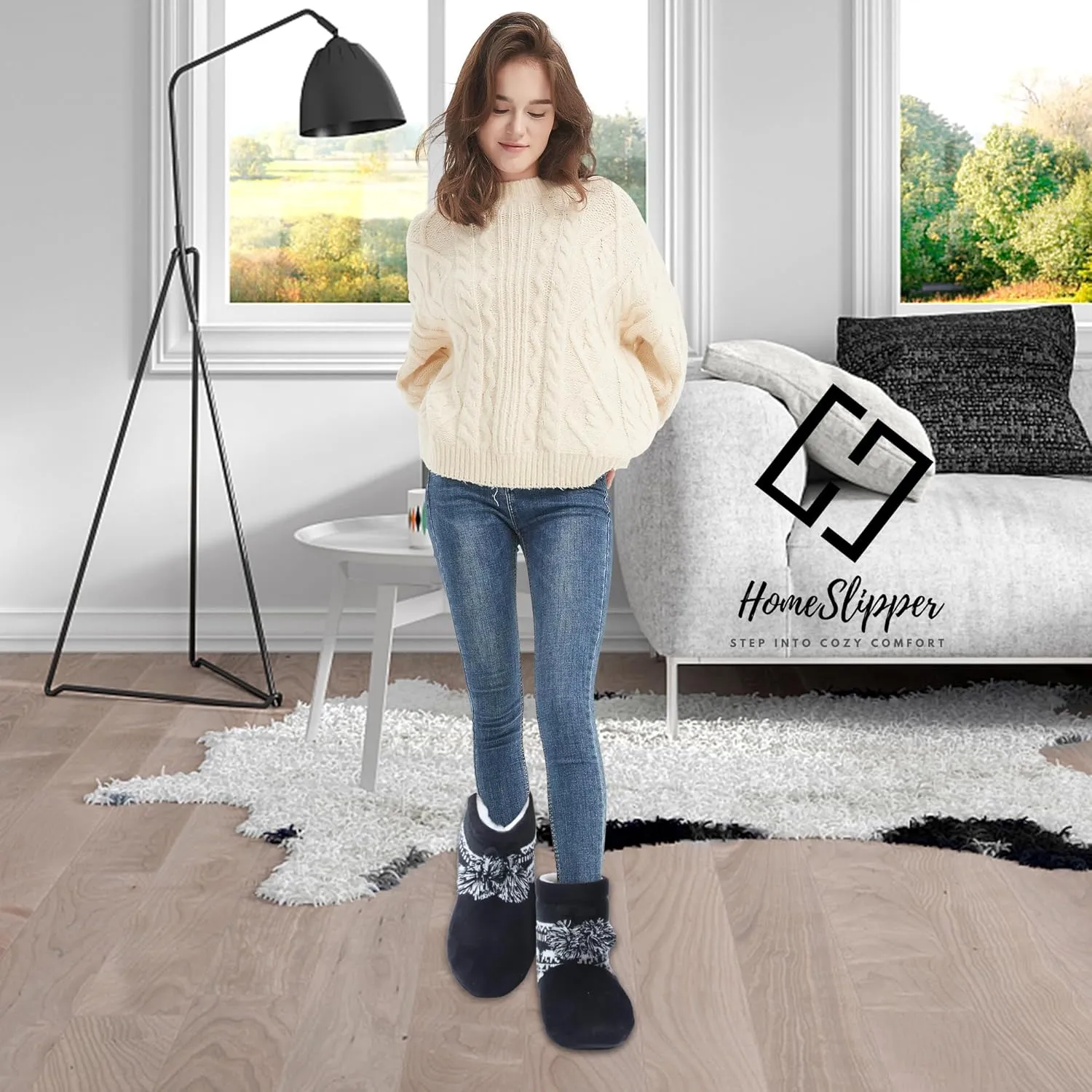 Home Slipper Women's Soft Plush Warm Indoor House Slipper Boots Shoes