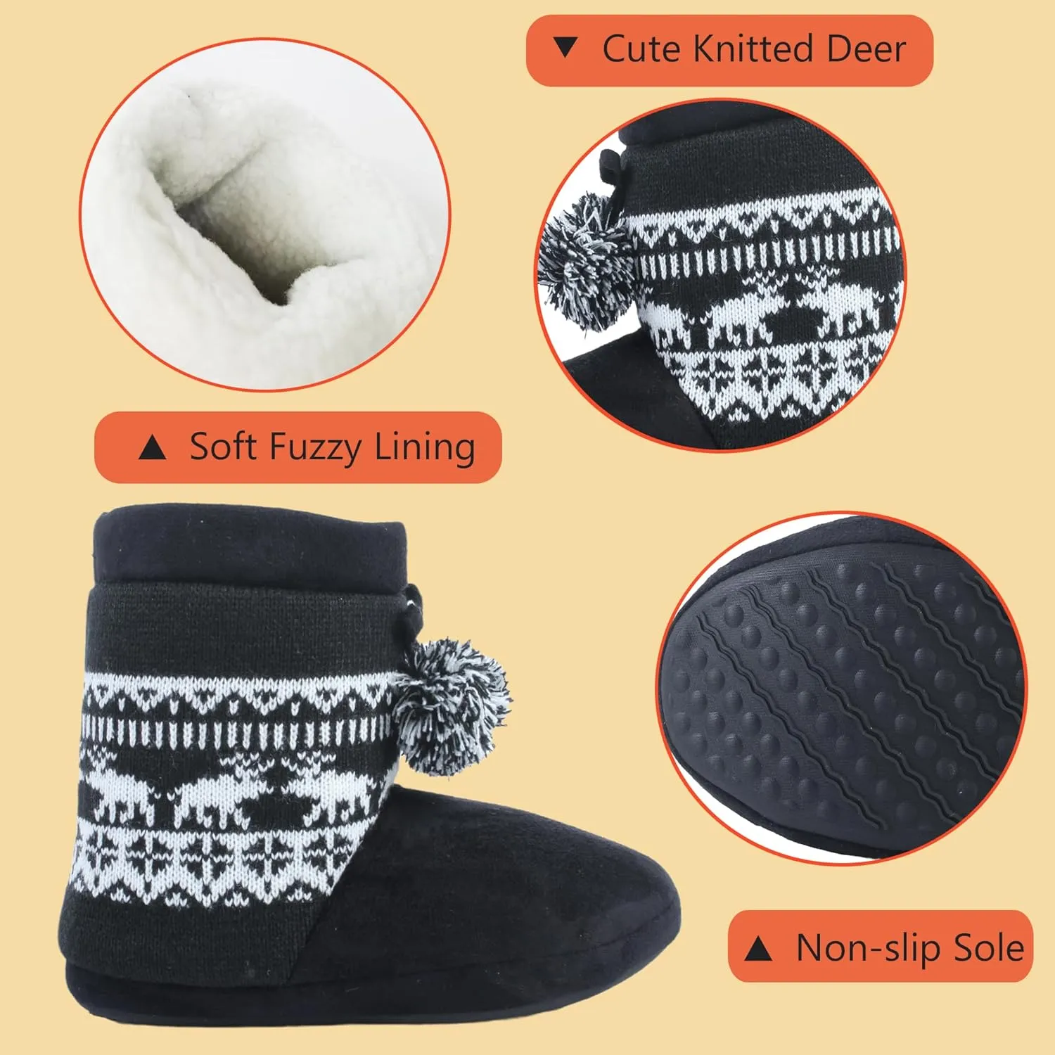 Home Slipper Women's Soft Plush Warm Indoor House Slipper Boots Shoes