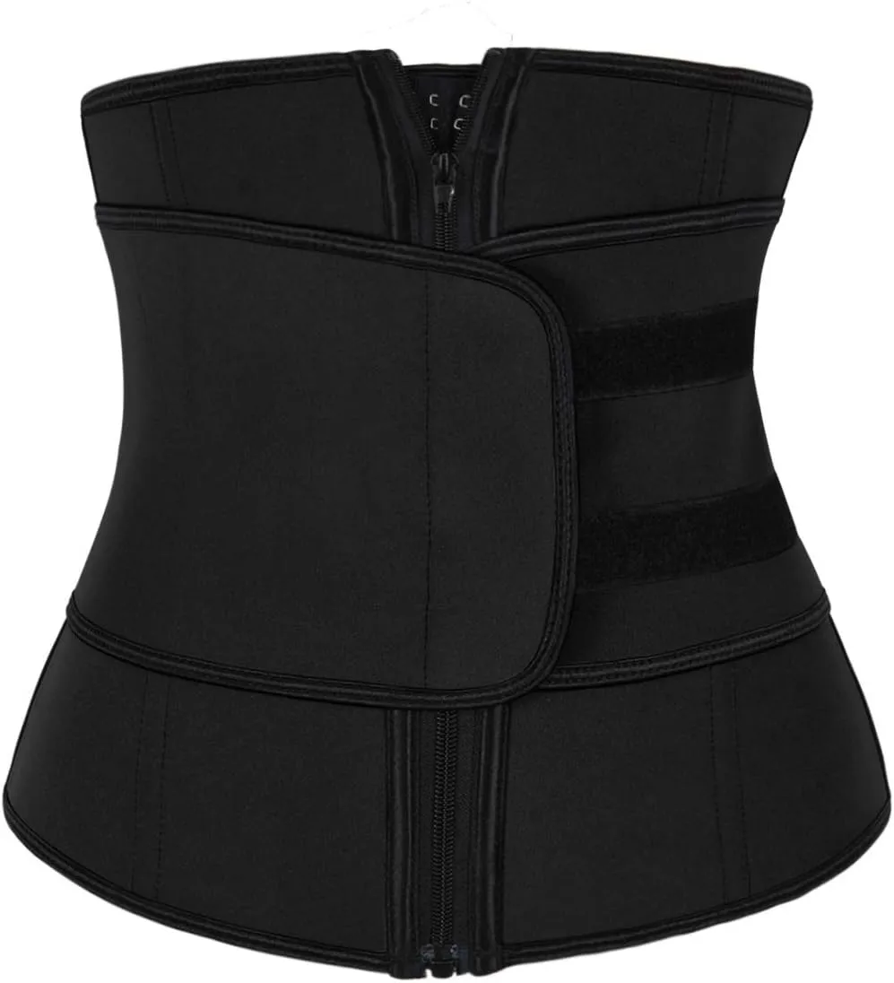 Hopgo Neoprene Waist Trainer for Women Weight Loss Workout Trimmer Belt Zipper Sweat Cincher Girdle