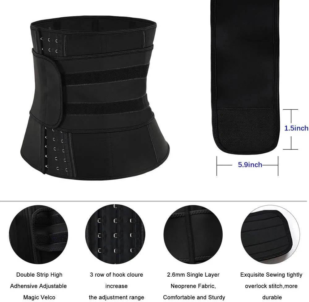 Hopgo Neoprene Waist Trainer for Women Weight Loss Workout Trimmer Belt Zipper Sweat Cincher Girdle