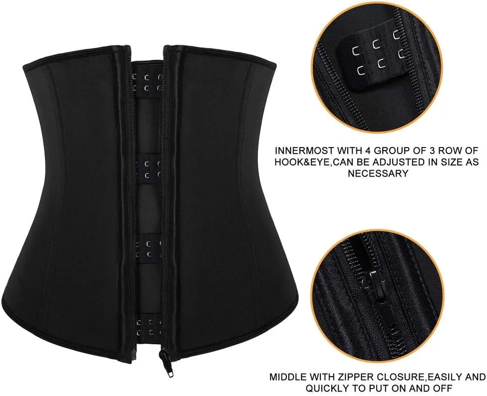 Hopgo Neoprene Waist Trainer for Women Weight Loss Workout Trimmer Belt Zipper Sweat Cincher Girdle