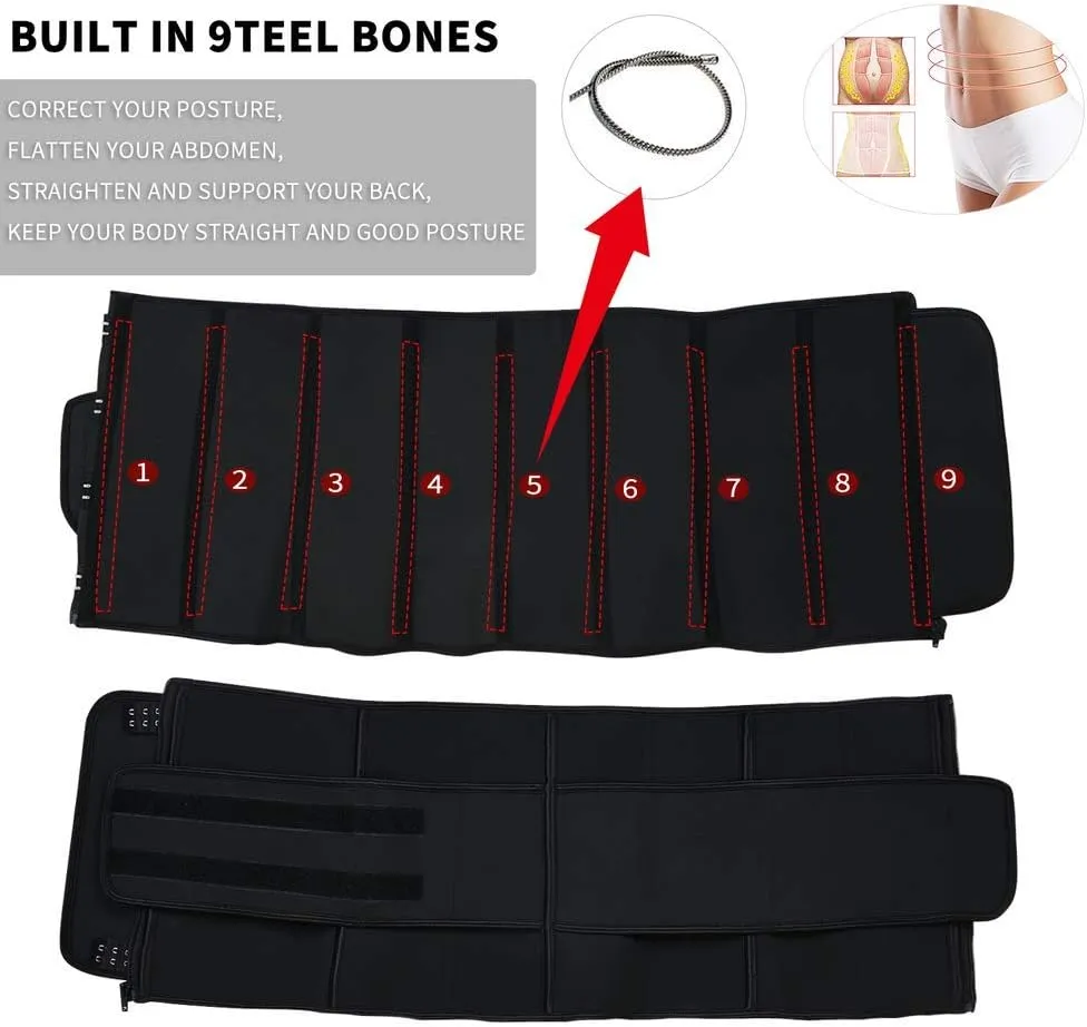Hopgo Neoprene Waist Trainer for Women Weight Loss Workout Trimmer Belt Zipper Sweat Cincher Girdle