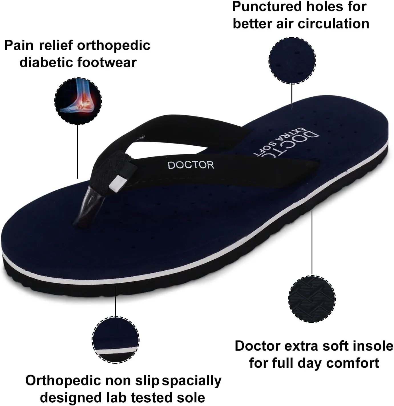 House Slipper for Women's Care Dr Orthopaedic Super Comfort Fitting Flat Cushion Chappal Flip-Flop for Ladies and Girl’s OR-D-19