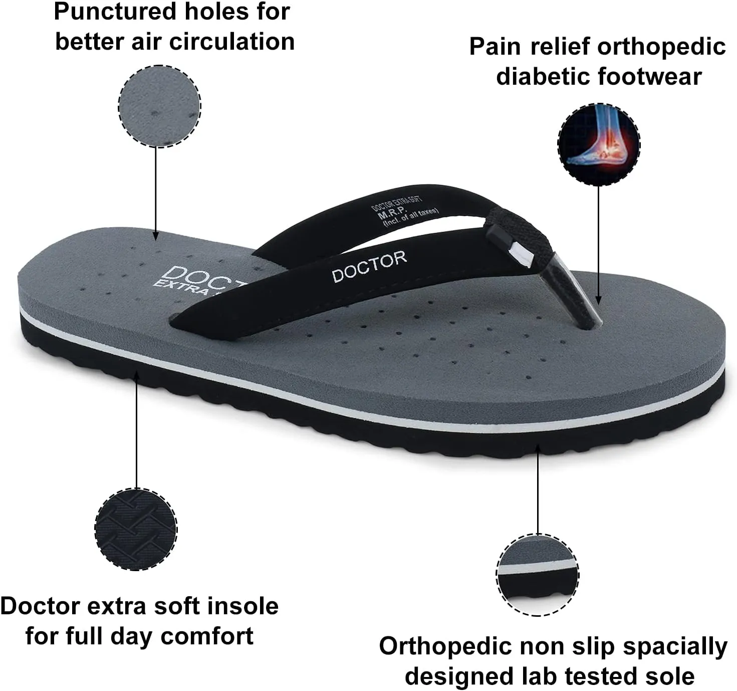 House Slipper for Women's Care Dr Orthopaedic Super Comfort Fitting Flat Cushion Chappal Flip-Flop for Ladies and Girl’s OR-D-19
