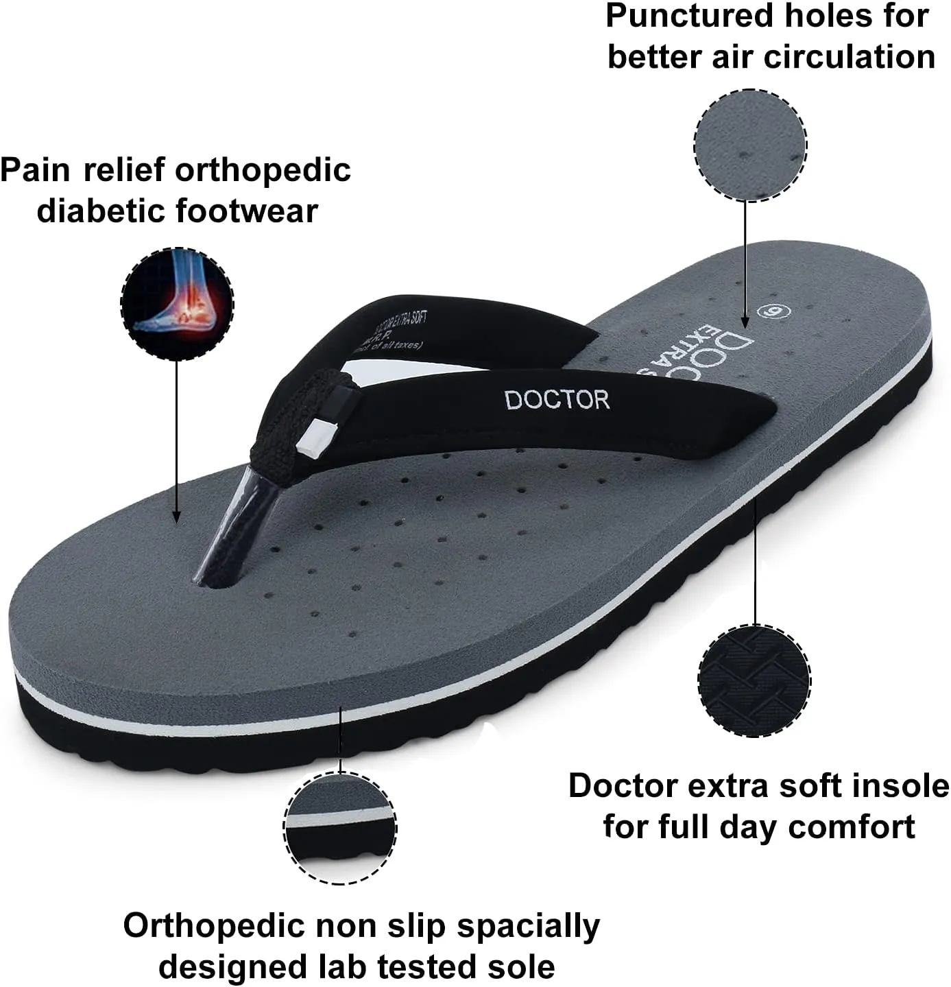 House Slipper for Women's Care Dr Orthopaedic Super Comfort Fitting Flat Cushion Chappal Flip-Flop for Ladies and Girl’s OR-D-19