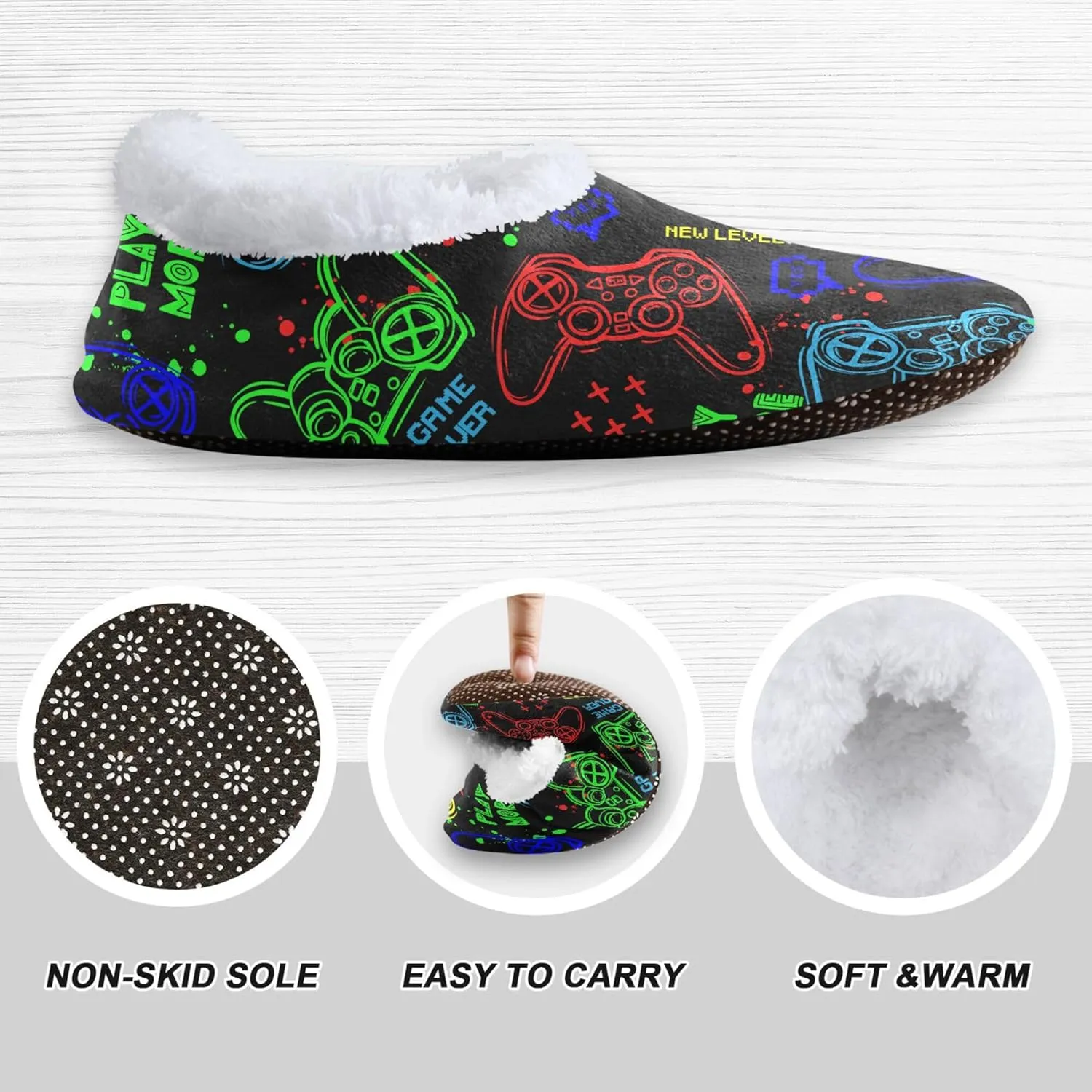 House Slippers Fuzzy Memory Foam Soft Slipper Socks for Woman Men