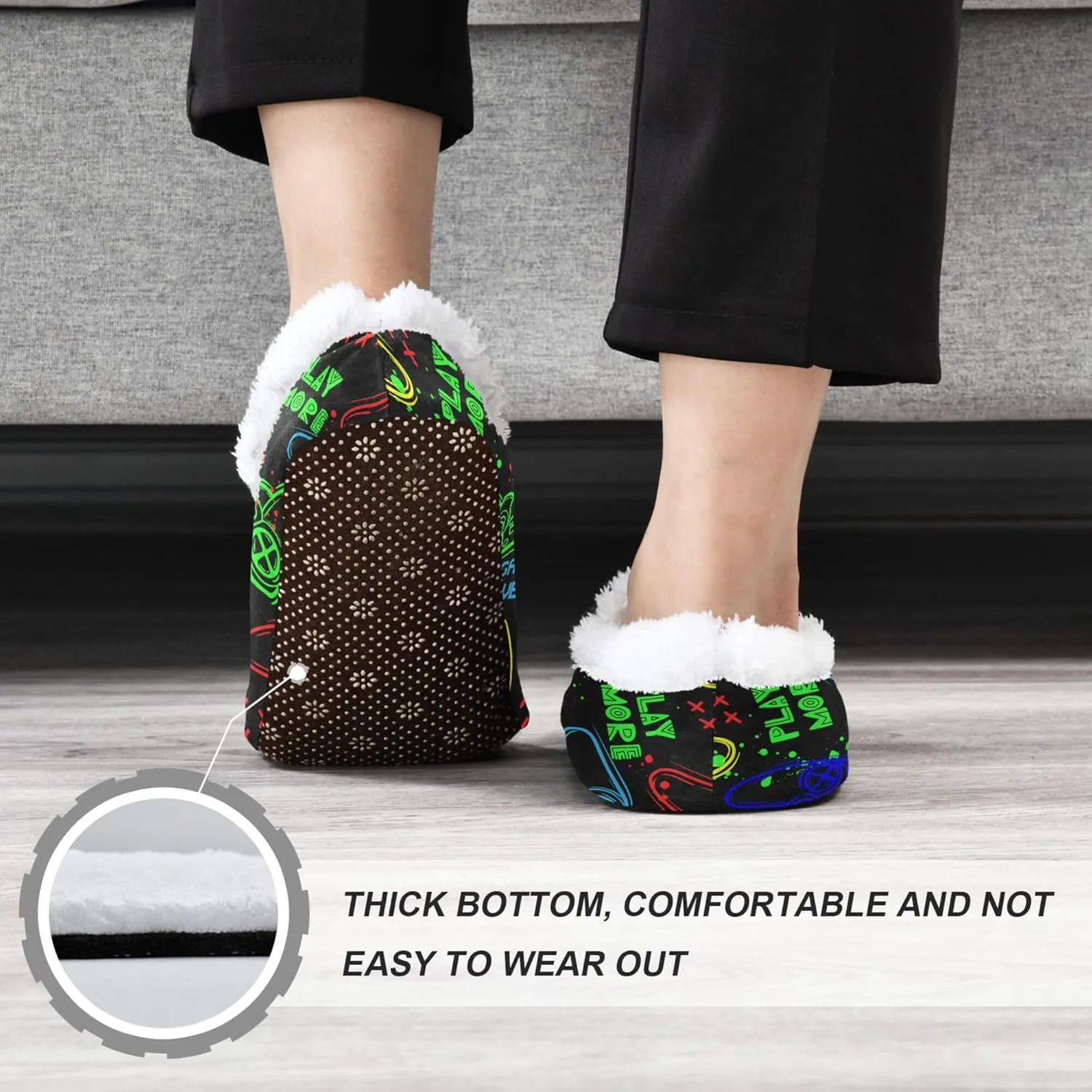House Slippers Fuzzy Memory Foam Soft Slipper Socks for Woman Men