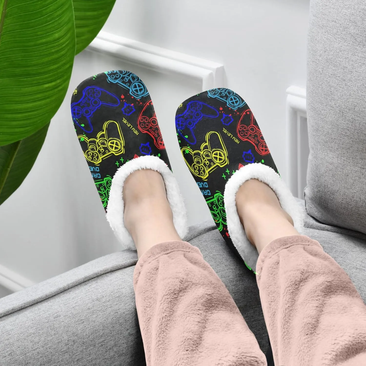 House Slippers Fuzzy Memory Foam Soft Slipper Socks for Woman Men