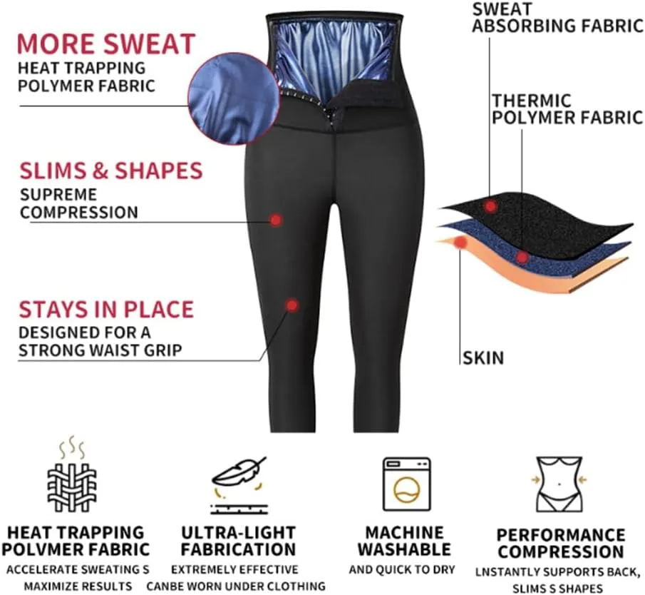 HSQSMWJ Men's Body Shaper Abdomen Reducer Sauna Sweat Pants Waist Trainer Fat Burning Shapewear
