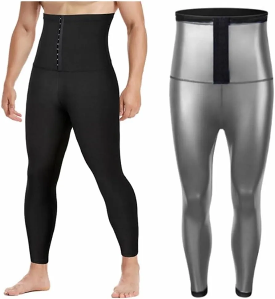 HSQSMWJ Men's Body Shaper Abdomen Reducer Sauna Sweat Pants Waist Trainer Fat Burning Shapewear