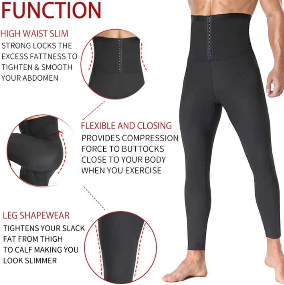HSQSMWJ Men's Body Shaper Abdomen Reducer Sauna Sweat Pants Waist Trainer Fat Burning Shapewear