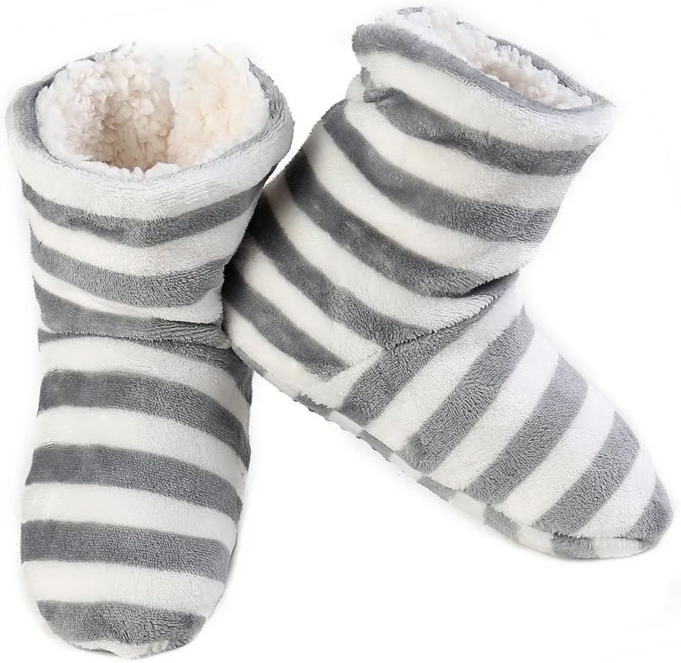 ICONOFLASH Women's Printed Bootie Slipper with Faux Shearling Lining