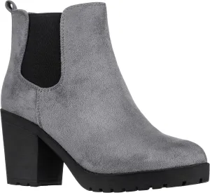 ILLUDE Women’s Ankle Boots Chelsea Bootie Chunky Block Heel Round Toe Boot