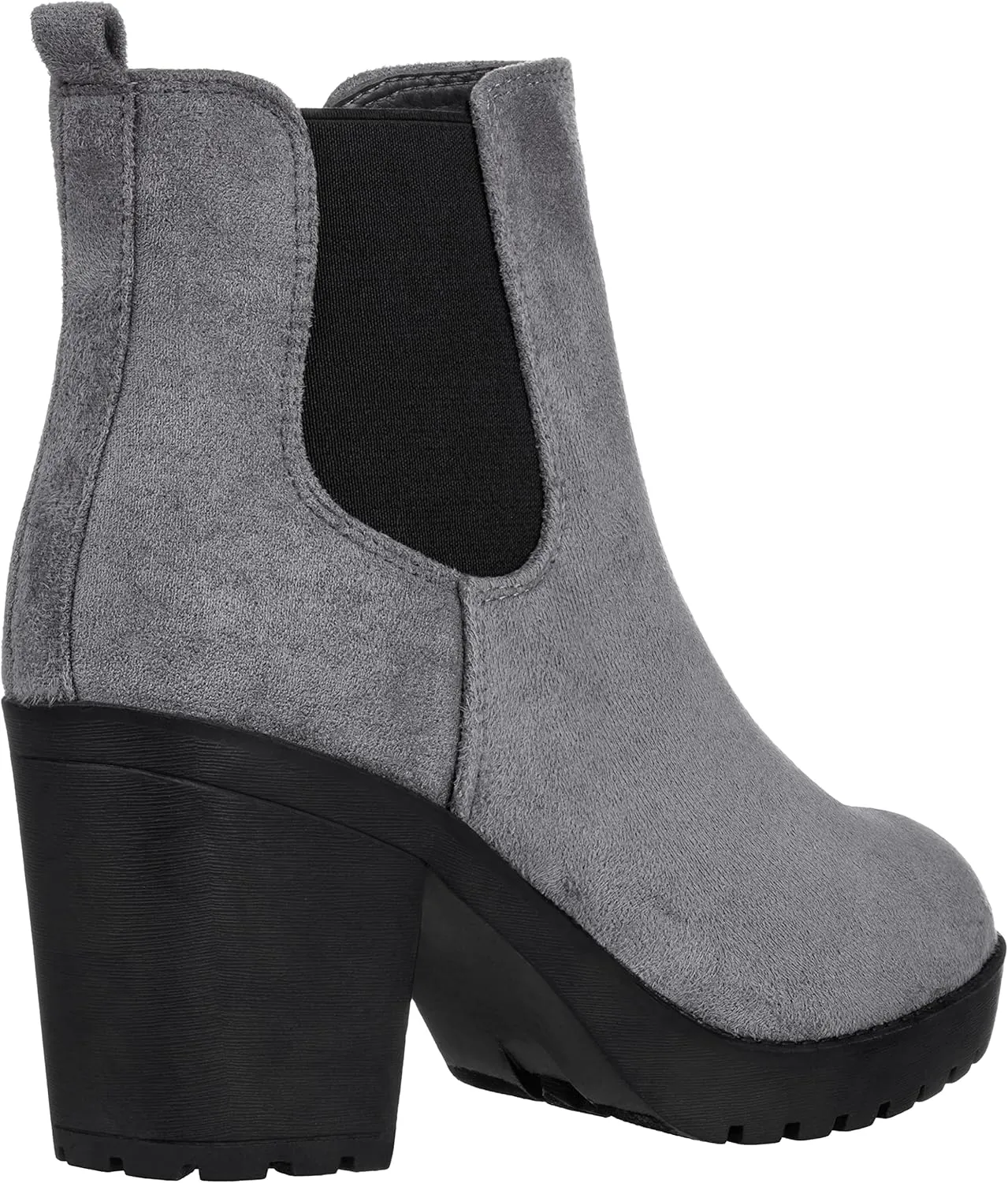 ILLUDE Women’s Ankle Boots Chelsea Bootie Chunky Block Heel Round Toe Boot