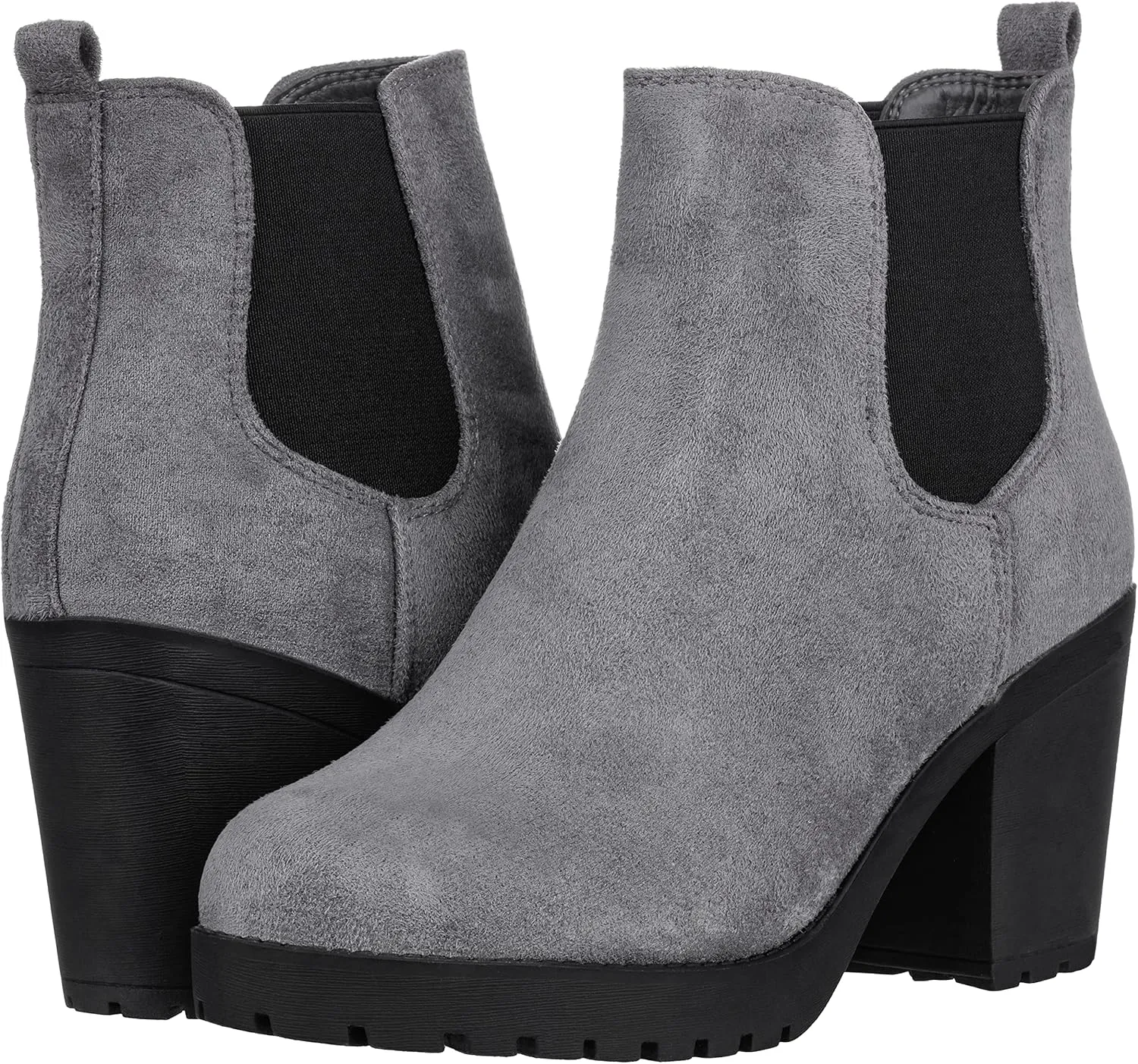 ILLUDE Women’s Ankle Boots Chelsea Bootie Chunky Block Heel Round Toe Boot