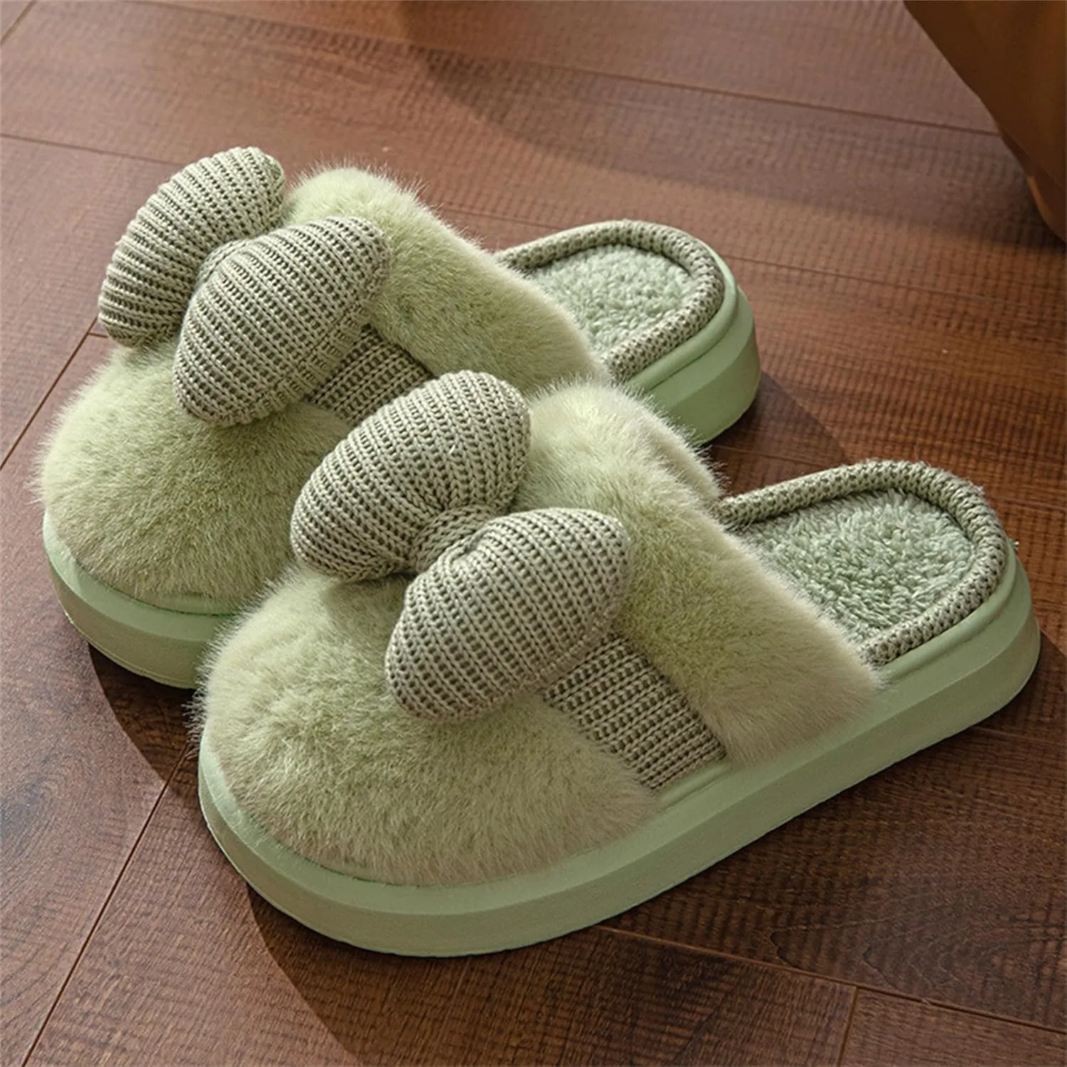 Indoor/Outdoor Slippers - Men's & Women's Cute Knitted Butterfly Plush Bow Design Slippers