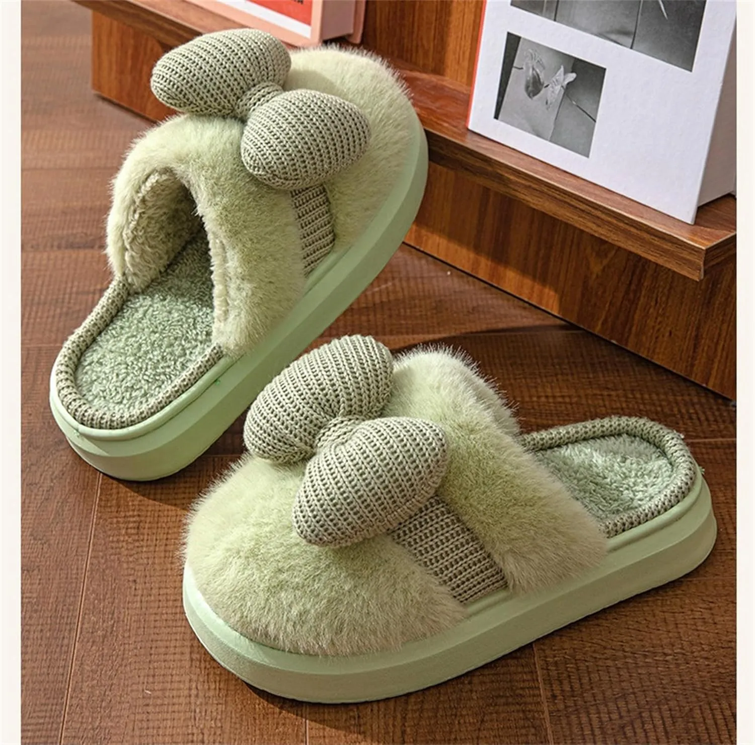 Indoor/Outdoor Slippers - Men's & Women's Cute Knitted Butterfly Plush Bow Design Slippers