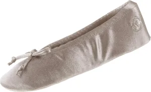 Isotoner Women's Satin Ballerina Slippers with Classic Ribbon Bow and Suede Sole