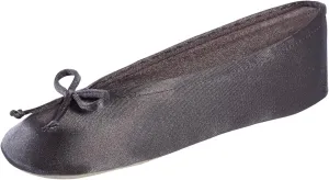 isotoner Women's Satin Ballerina Slippers with Soft Tie Bow and Suede Sole