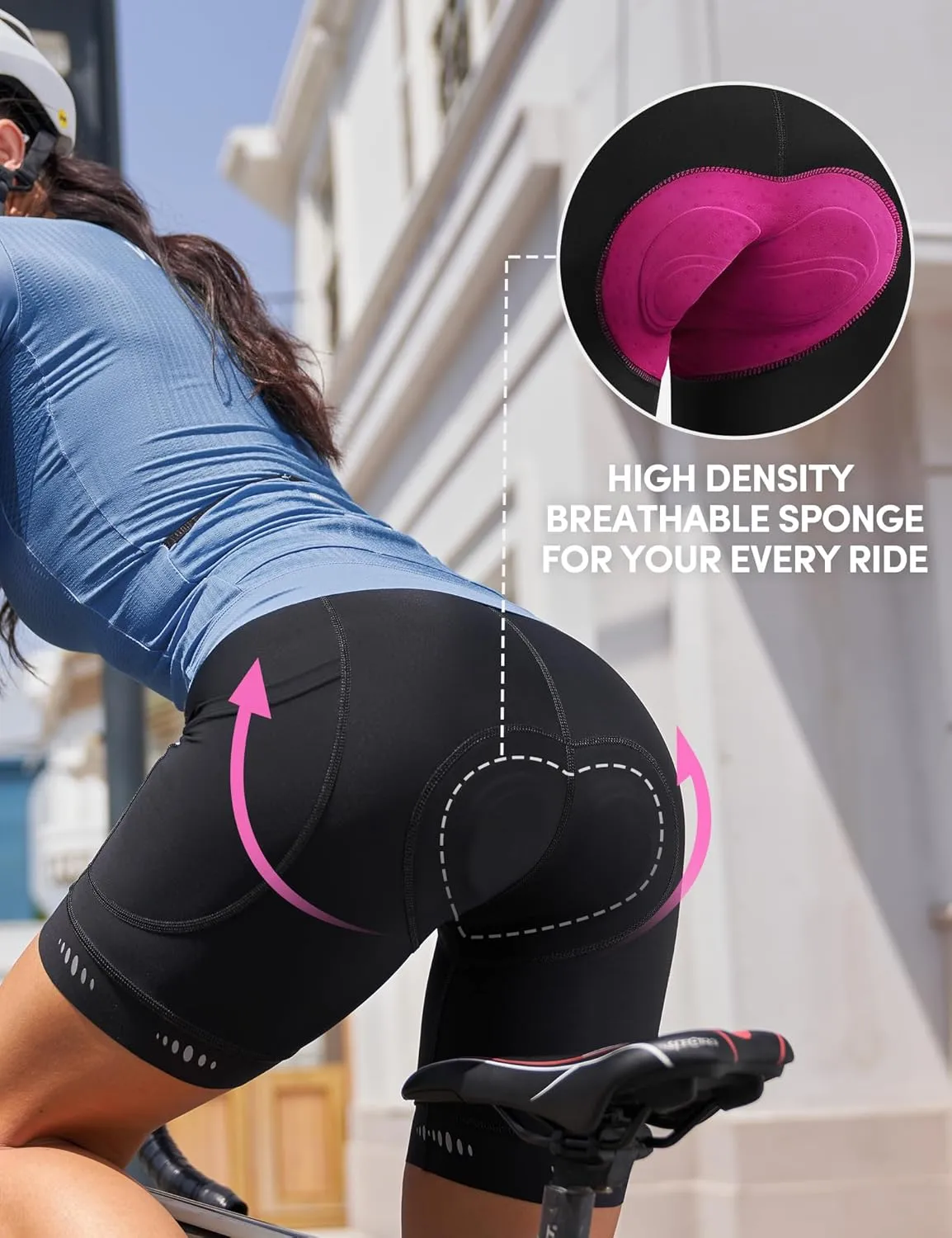 IUGA Padded Bike Shorts Women 4D Breathable Womens Cycling Shorts with Padding Mountain Biking Shorts with Pockets