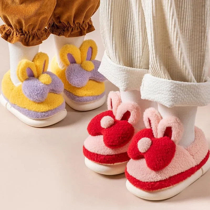 JadeRich Girls Fuzzy Bunny Slippers Anti-Skid Soft Warm Fleece House Shoes with Rabbit Ear Cushioned Winter Slipper for Toddlers/Little Kids