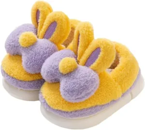 JadeRich Girls Fuzzy Bunny Slippers Anti-Skid Soft Warm Fleece House Shoes with Rabbit Ear Cushioned Winter Slipper for Toddlers/Little Kids