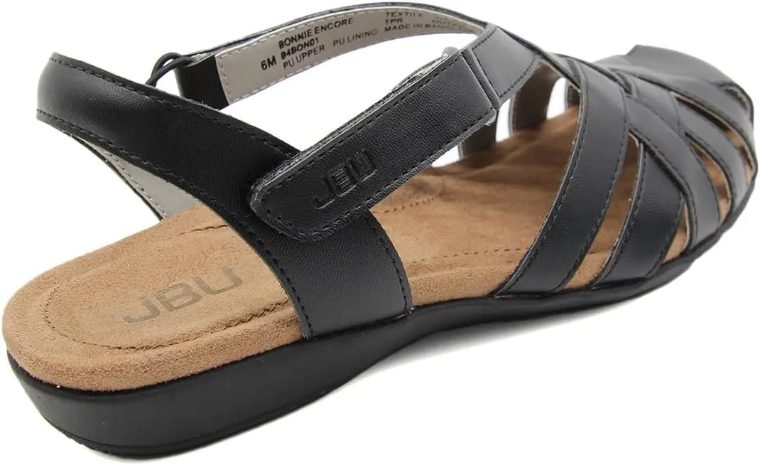 JBU Bonnie Encore Women's Comfort Casual Adjustable Ankle Strap Round Toe Classic Flat Sandal