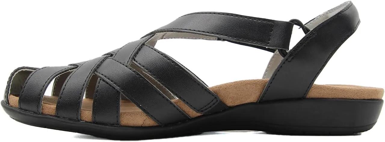 JBU Bonnie Encore Women's Comfort Casual Adjustable Ankle Strap Round Toe Classic Flat Sandal