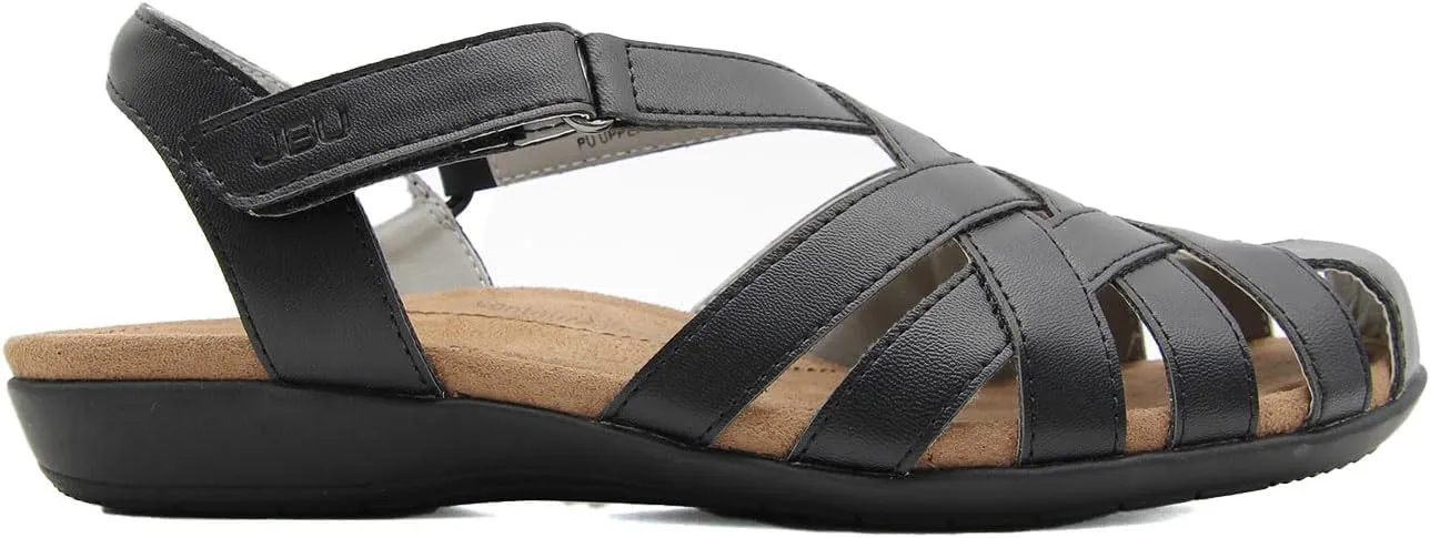 JBU Bonnie Encore Women's Comfort Casual Adjustable Ankle Strap Round Toe Classic Flat Sandal