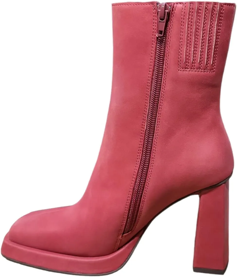 Jeffrey Campbell Maximal-Lo Black Leather Block Heel Side Zipper Ankle Booties