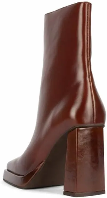 Jeffrey Campbell Maximal-Lo Black Leather Block Heel Side Zipper Ankle Booties