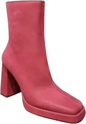 Jeffrey Campbell Maximal-Lo Black Leather Block Heel Side Zipper Ankle Booties